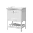Hudson Reed Bexley Floor Standing 1 Drawer Vanity & 0 Tap Hole Contemporary Fireclay Basin, 600Mm - Pure White
