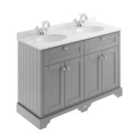 Old London Floor Standing 4 Door Vanity Unit With 1 Tap Hole Double Basin Grey Marble Top 1200Mm - Storm Grey
