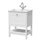 Hudson Reed Bexley Floor Standing 1 Drawer Vanity & 1 Tap Hole Stone Basin, 600Mm - Pure White