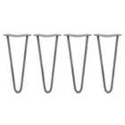 SkiSki 4 x 12'' Hairpin Legs - 2 Prong - 10mm - Raw Steel