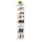 Neo White 8 Tier Wooden Shoe Rack Slim Narrow Storage Cabinet Space-saving Entryway Bedroom Wardrobe