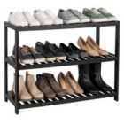Neo Black 3-tier Bamboo Shoe Rack Stand Natural Wooden Shoe Storage Shelf For Hallway Bedroom Bathroom