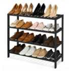 Neo Black 4-tier Bamboo Shoe Rack Stand Natural Wooden Shoe Storage Shelf For Hallway Bedroom Bathroom