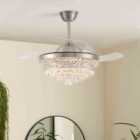 Garden Sanctuary 107cm Crystal LED Ceiling Fan with 3 Color - Gold