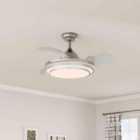 Garden Sanctuary 42Inch Modern 3-Blade Tiered LED Ceiling Fan Light - Silver