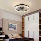Garden Sanctuary Modern Round Crystal Ceiling Fan with Light - Black