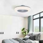 Garden Sanctuary Round Acrylic LED Ceiling Light Fan with Remote Control - Grey
