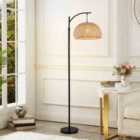 Garden Sanctuary Traditional Woven Rattan Floor Lamp 162cm - Black