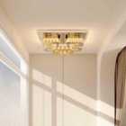 Garden Sanctuary Modern Square Fancy Crystal LED Flush Mount Ceiling Light 50cm - Silver