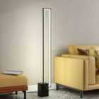Garden Sanctuary Modern Metal Rectangular LED Floor Lamp with Base 129cm - Black