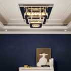 Garden Sanctuary 40cm Square Glamourous Crystal LED Ceiling Light - Silver