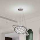 Garden Sanctuary Modern 3-Tier Adjustable Crystal LED Pendant Light 70cm - White