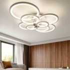 Garden Sanctuary Modern Circular LED Semi Flush Ceiling Light 95x68cm - White