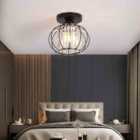 Garden Sanctuary Metal Lantern Shape 1-Light Pendant Light - Black