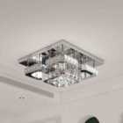 Garden Sanctuary Modern Fancy Crystal LED Flush Mount Ceiling Light - Silver