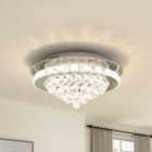Garden Sanctuary Crystal Round Twinkle LED Semi Flush Mount Ceiling Light - White