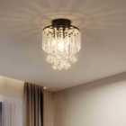 Garden Sanctuary Wall Crystal Ceiling Light - Black