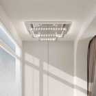 Garden Sanctuary Square Glamourous Crystal LED Ceiling Light 50x50cm - Silver