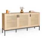 Vonhaus Lena Rattan 3 Door Large Sideboard