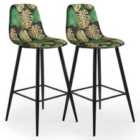 Vonhaus Leighton Set of 2 Printed Velvet Bar Stools