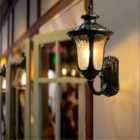 Garden Sanctuary Traditional Textured Outdoor Wall Lantern - Black
