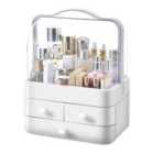 Neo Acrylic Makeup Organiser With Lid & Drawers Portable Dustproof Cosmetic Storage Box For Vanity, Bathroom Bedroom Countertop Skincare & Beauty Organiser
