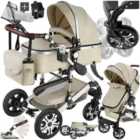 tectake Pram - foldable, 5-point harness, safety bar and wrist strap