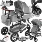 tectake Pram - foldable, 5-point harness, safety bar and wrist strap