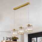 Garden Sanctuary 3-Light Crystal Ceiling Pendant Light Chandelier 50cm - Gold