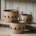 Crossland Grove Larkspur Baskets Natural & Black - Set Of 3