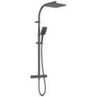 Bristan Quadrato Safe Touch Thermostatic Rigid Riser Bar Mixer Shower Pack - Matt Black