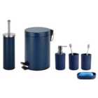 Innoteck Essentials 6Pc Bathroom Set Blue - 3L Bin, Toilet Brush, Soap Dispenser, Soap Dish, Toothbrush Holder, Tumbler.