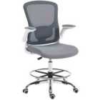Homcom Ergonomic Tall Office Chair, 360° Swivel Task Stool, Charcoal Grey