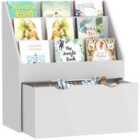 Aiyaplay Kids Bookcase W/ 3 Tier Shelves, Drawer, For Bedroom, Nursery, Grey