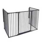 Safetots Extra Tall Multi Panel Fire Surround, 51Cm Deep X 164Cm Wide, Black, 105Cm High, Baby And Toddler Fire Guard