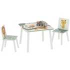 AIYAPLAY 3-Piece Kids Table with 2 Chairs Set for Bedroom, Nursery, Green