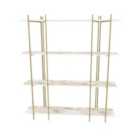 Decorotika Moss 4-tier Bookcase Bookshelf Shelving Unit Display Unit - White Marble Effect And Gold