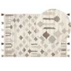 Beliani Rug KAGHTSRASHEN Beige 160x230 cm Wool Kilim