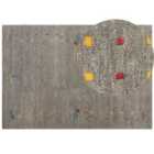 Beliani Rug SEYMEN Grey 160x230 cm Wool Gabbeh