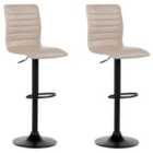Beliani Set Of 2 Bar Chairs Peoria Faux Leather Swivel Light Beige
