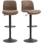 Homcom Barstools Set Of 2, Dining Stools With Backrest And Footrest, Brown