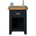 Elm Home And Garden Dark Blue Oak Wood Side Table Bedside Cabinet