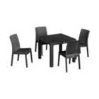 Harbour Housewares 5pc Noble Square Rattan Effect Patio Dining Set Set - 90cm x 90cm - Anthracite