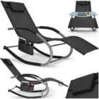tectake Sun Lounger Taya with a Modern Design, Rocking Function and Breathable Surface - black, per piece