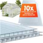 tectake 10 Polycarbonate Panels - dual-walled, cuttable, insulating, 60mm thick