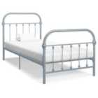 vidaXL Bed Frame Grey Metal 90x200 cm