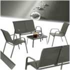 tectake Garden Furniture Set Nora - up to 4 people, textilene fabric, weather-resistant - anthracite