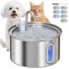 PawHut 2.5L Cat Water Fountain for Drinking Stainless Steel Ultra-Silent