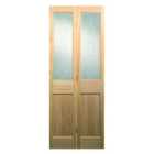 Wickes Skipton Glazed Clear Pine 4 Panel Internal Bi-Fold Door - 1981 x 762mm