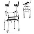 Costway Versatile Rolling Walker with Padded Seat and 2 Premium Wheels-Silver